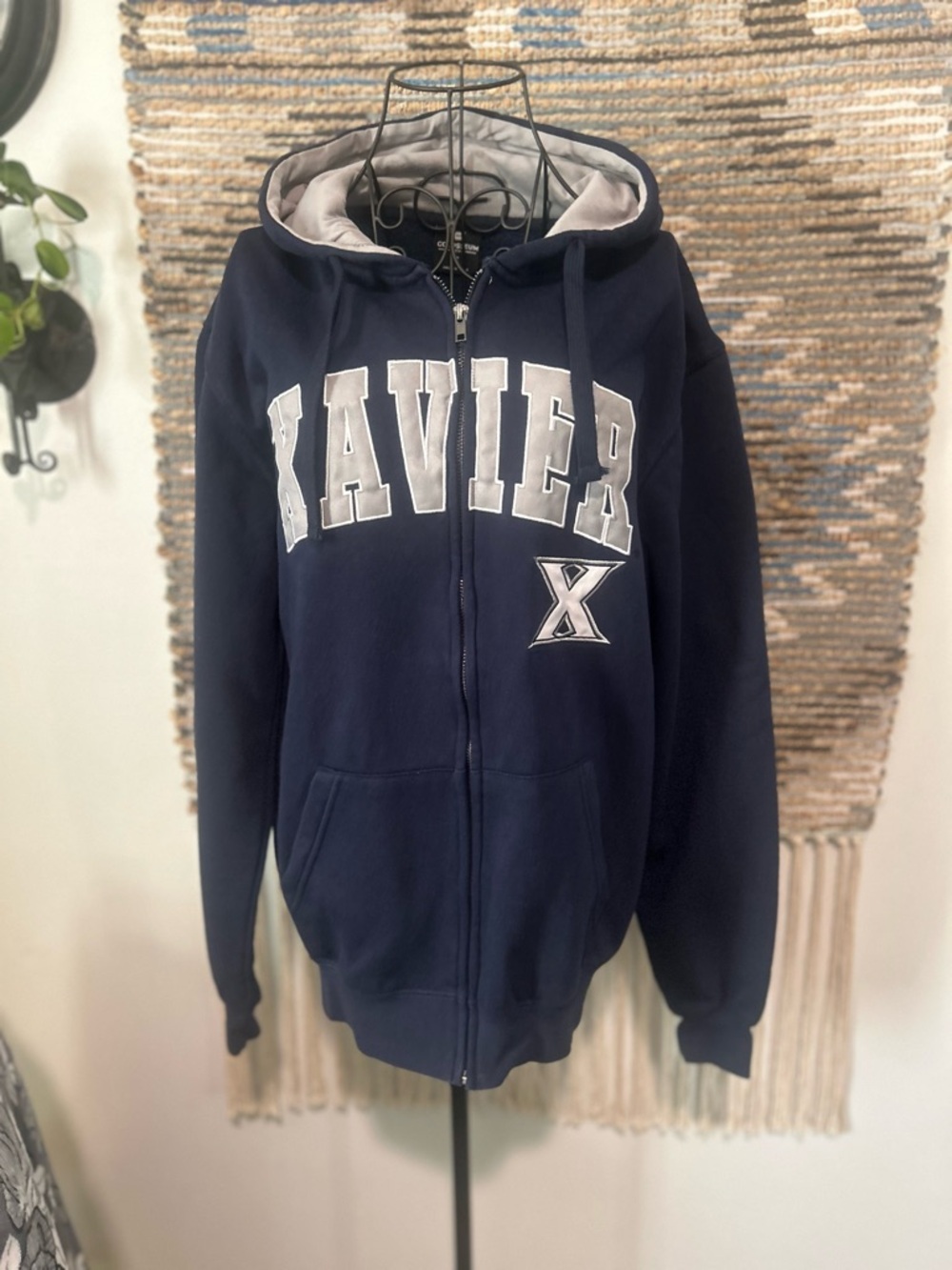 Colosseum Xavier Navy Zip Hoodie with Grey Lettering